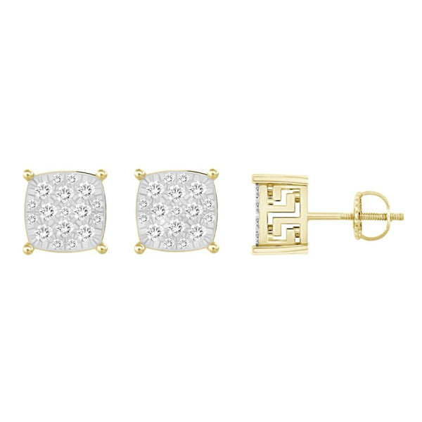 0.25CT Diamond Cluster Square Zigzag Frame Studs