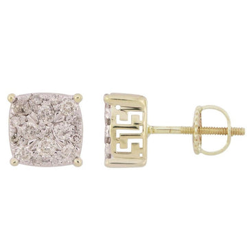 0.50CT Diamond Cluster Square Zigzag Frame Studs