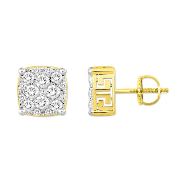 1.00CT Diamond Cluster Square Zigzag Frame Studs
