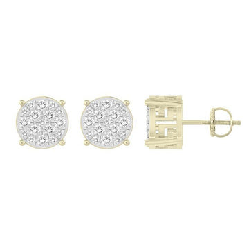 0.25CT Round Diamond Zigzag Frame Stud Earrings