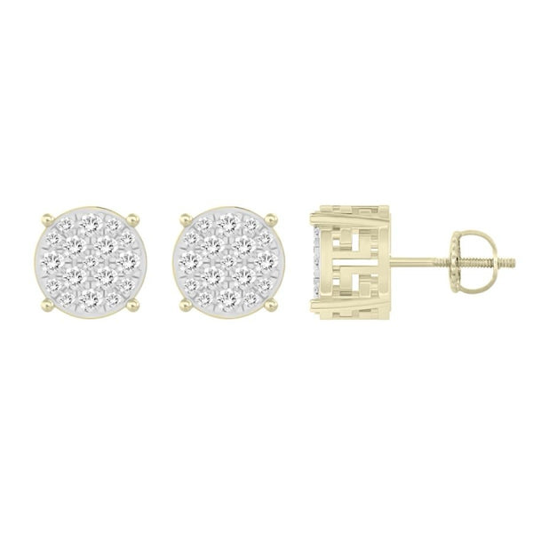 0.25CT Round Diamond Zigzag Frame Stud Earrings