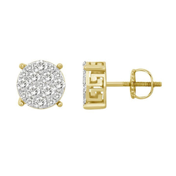 1.00CT Round Diamond Zigzag Frame Stud Earrings