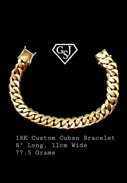 18kt Gold Custom Cuban Link Bracelet