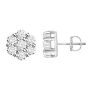 LADIES EARRINGS 1/4 CT ROUND DIAMOND 14K WHITE GOLD