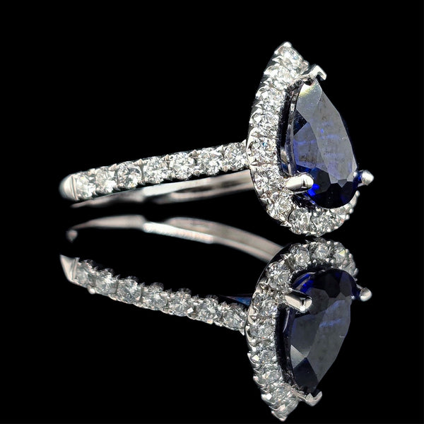 Sapphire Teardrop White Gold Ring
