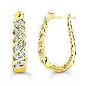 LADIES HOOPS 1 1/2CT ROUND DIAMOND 10K YELLOW GOLD