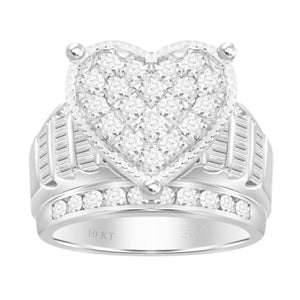 LADIES RING 1 CT ROUND DIAMOND 10K WHITE GOLD