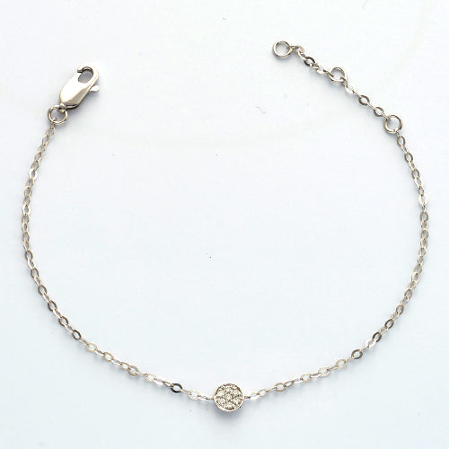 14KW 0.07CTW DIAMOND FLAT DISC ADJUSTABLE BRACELET