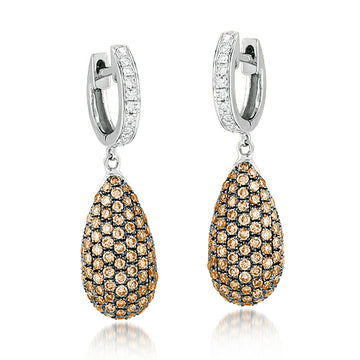 10KW 1.00CTW CHAMPAGNE DIAMOND TEAR DROP EARRINGS