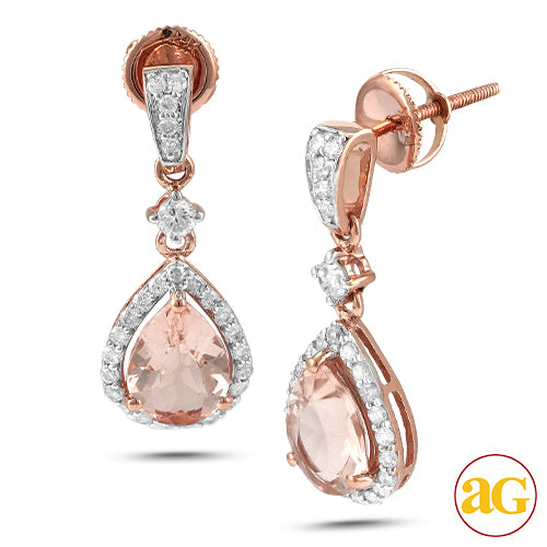 14KR 0.65CTW DIAMOND EARRINGS WITH 2.53CTW MORGANI