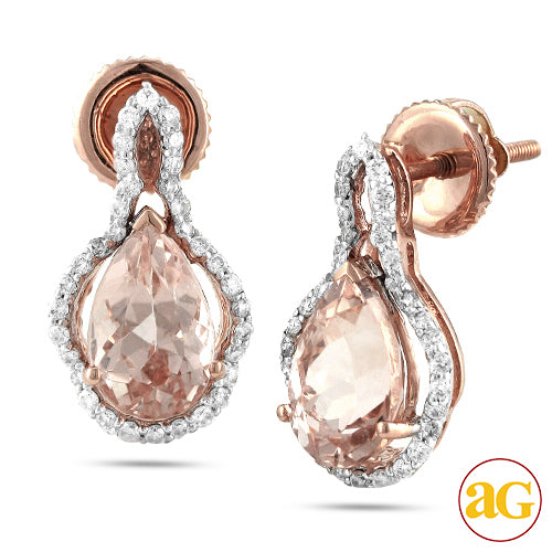 14KR 0.35CTW DIAMOND EARRINGS WITH 2.41CTW MORGANI