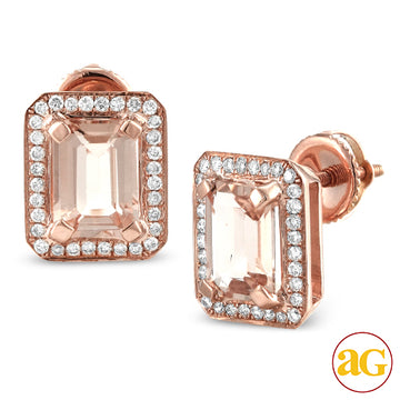 14KR 0.25CTW DIAMOND EARRINGS WITH 1.20CTW MORGANI