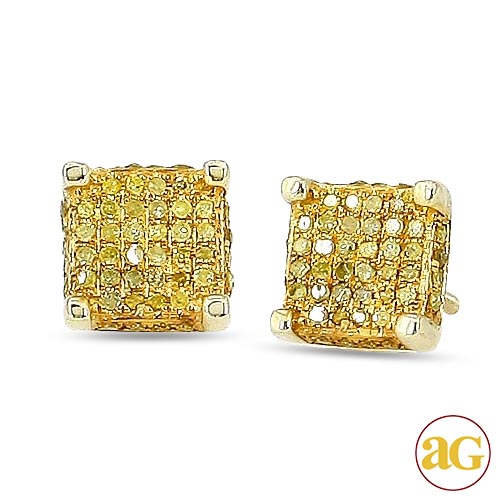 10KY 0.25CTW YELLOW DIAMOND FANCY DICE EARRING