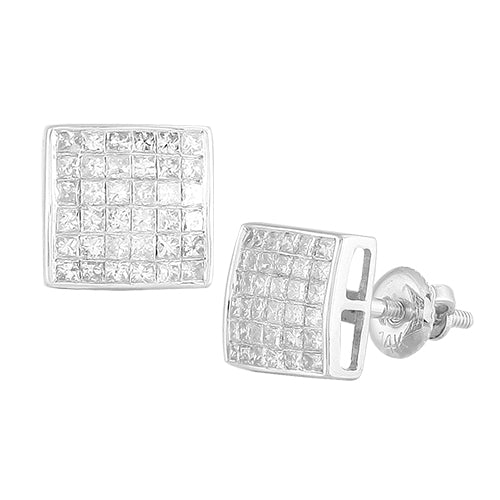 14KW 0.60CTW SQUARE DOME EARRINGS