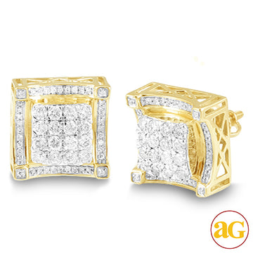 10KY 1.10CTW DIAMOND EARRIGNS - SQUARE HEAD WITH U