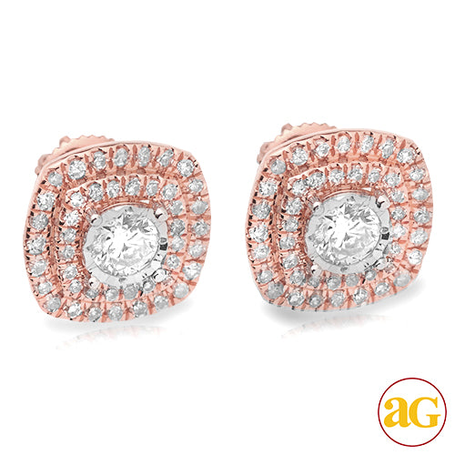 14KR 1.00CTW DIAMOND SQUARE SHAPED ILLUSION EARRIN