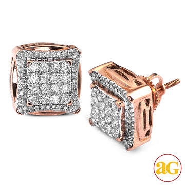 10KR 0.75CTW DIAMOND 3-D EARRINGS WITH SQUARE HEAD