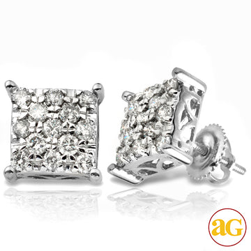 10KW 0.65CTW DIAMOND SQUARE PRONG CLUSTER EARRINGS