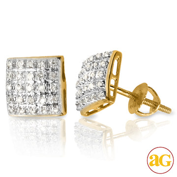 10KY 0.15CTW ILLUSION SET DIAMOND SQUARE DOME EARR