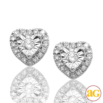 14KW 0.15CTW ILLUSION SET DIAMOND HEART EARRING
