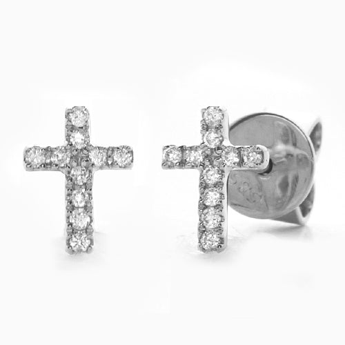 14KW 0.05CT CROSS STUD EARRINGS