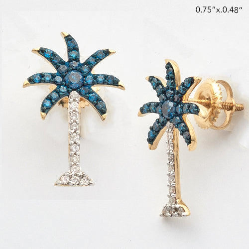 14KY 0.55CTW BD+WD PALM TREE EARRINGS