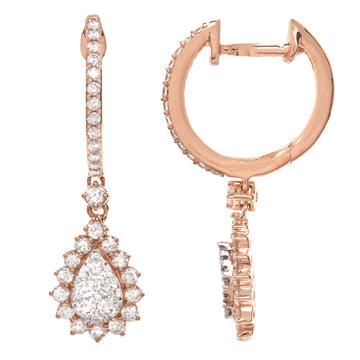 14KR 0.75CTW DANGLING PEAR SHAPE DIAMOND EARRINGS