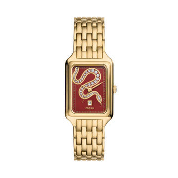 Fossil Ladies Gold and Red SNAKE Tank Watch