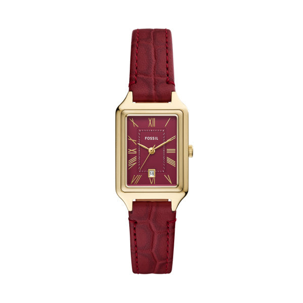 Fossil Red And Gold Tank Roman Numeral Date Just
