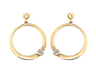The Circle Diamond 10K Yellow Gold Earrings FIG1305E14