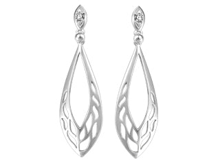Peacock Feather 10K White Gold Womens Earrings FIG1573E12