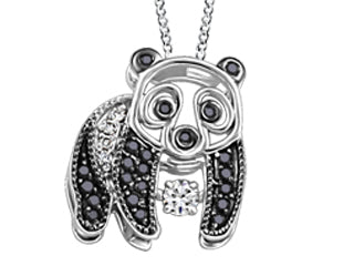 Panda Bear Black and White 10K White Gold FIG1914P05