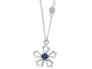 Sapphire Flower 10K White Gold Pendant FIG2764P02