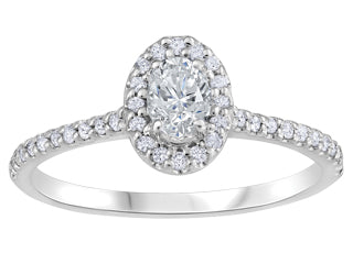 Everlene Halo Oval 14K White Gold Engagement Ring FIJ3069/25