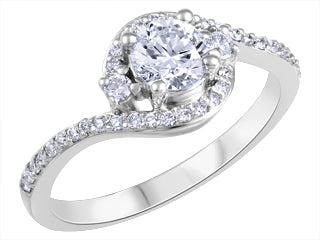 Eloquent Zara Diamond Halo 14K White Gold Engagement Ring FIJ3215/50