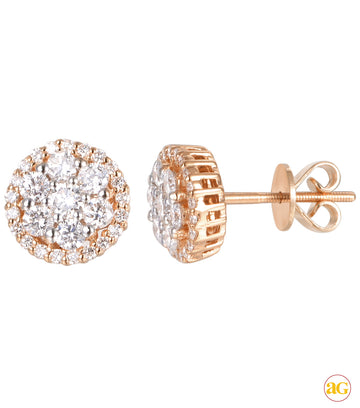 14KR 1.05CTW DIAMOND FLOWER EARRINGS WITH ROUND