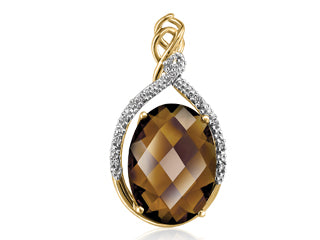 Sophisticated Smokey Quartz Ladies 10K Gold Pendant G1612P/CQZ