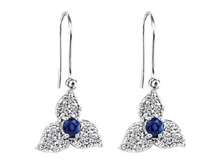 Sapphire Genuine 10K White Earrings G1630E/S