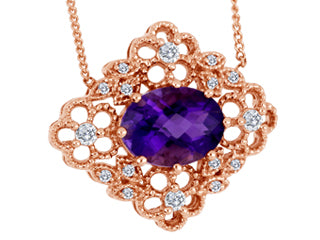 Kimber Amethyst Diamond 10k Rose Pendant G2790P/AM