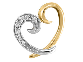 Dual Heart 10K Yellow Gold Ladies Fashion Pendant GEM784/P