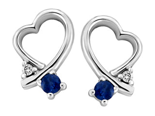 Diamond and Sapphire 10K White Gold Earrings GEM830E/GA
