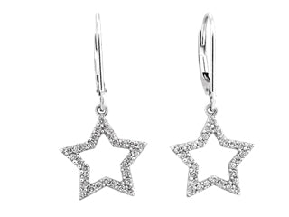 Star Diamonds 14k White Gold Lever Back Womens Earrings