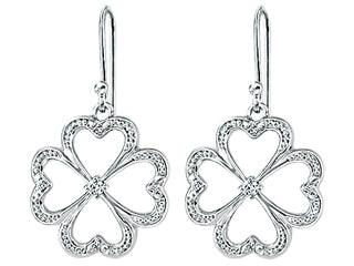 Clover Leaf Diamond 10K White Gold Womens Earrings ICG1774E06