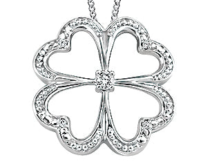 Sweet Clover 10K White Gold Womens Pendant ICG1774P04