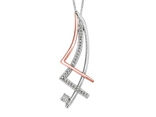 The Bat-Wing Pendant 10k White and Pink Gold Diamond Pendant ICG1962P07