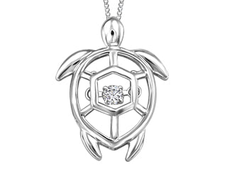 Tortoise Diamond Belly 10K White Gold Womens Pendant ICG1965P05
