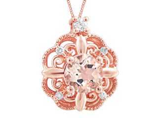 Morganite Canadian Diamond Pink 10K Gold Ladies Pendant