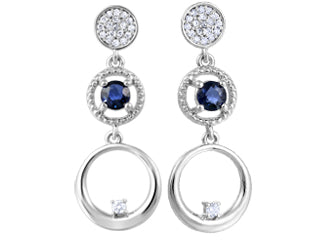 Three-Round Diamond and Sapphire Womens Earrings ICG2448E05