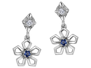 Flowery Sapphire and Diamond Womens Fashion Earrings ICG2764E05