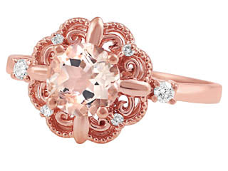 Morganite Canadian Diamond Pink 10K Gold Ladies Ring